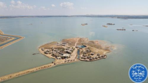 Una vista aérea de Taghaghien Island Resort