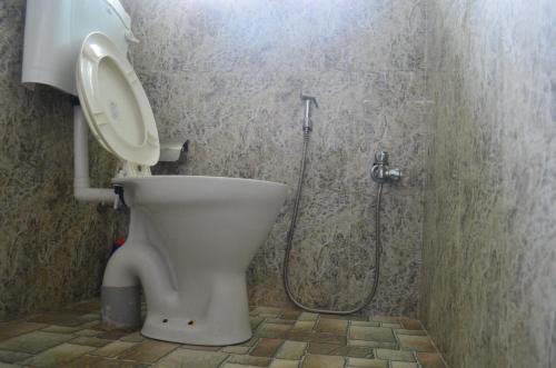 y baño con aseo y ducha. en Dahachok Homestay en Dahachok