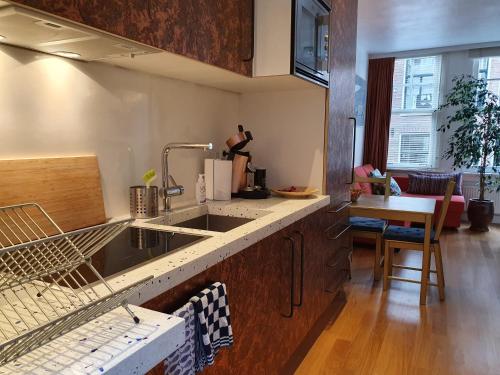 a kitchen with a sink and a counter top at Huis Roomolen in Amsterdam