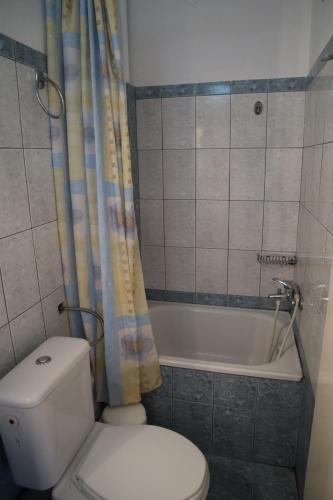 ein Badezimmer mit einem WC und einer Badewanne in der Unterkunft Marilena Apartments Anastasiou in Velika
