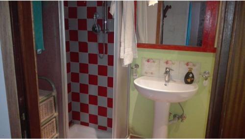 ein kleines Bad mit einem Waschbecken und einem Spiegel in der Unterkunft Labarchettaok in Castelnuovo di Garfagnana