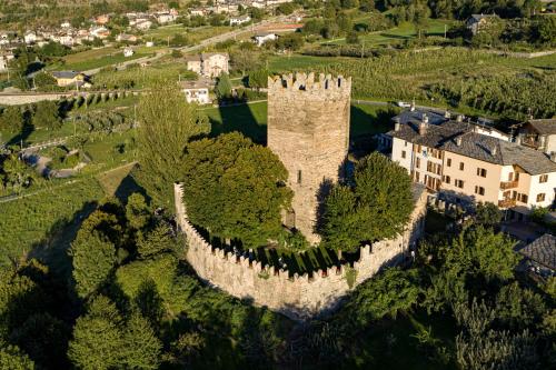 an aerial view of a castle on a hill at B&B La Tour de Villa in Aosta