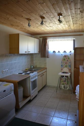 una cucina con lavandino e piano cottura forno superiore di Holiday Villa Ruprechtice a Ruprechtice