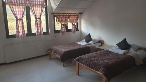 een kamer met 2 bedden en 2 ramen bij Kapija Svrljiga in Svrljig