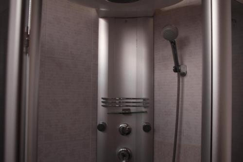 kabinę prysznicową z głowicą prysznicową w łazience w obiekcie Triple Palms Bed and Breakfast w mieście Gaborone