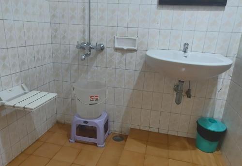 a bathroom with a sink and a toilet at Rainwood Residency in Lonavala