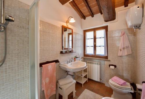 y baño con lavabo y aseo. en Agriturismo Malagronda, en Ravigliano