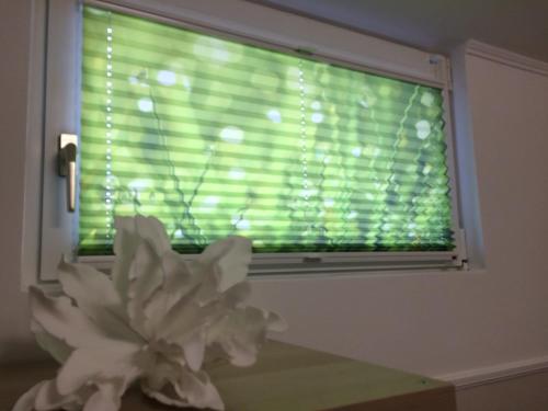 a white flower sitting on a table in front of a window at Alpin Chic in Grödig