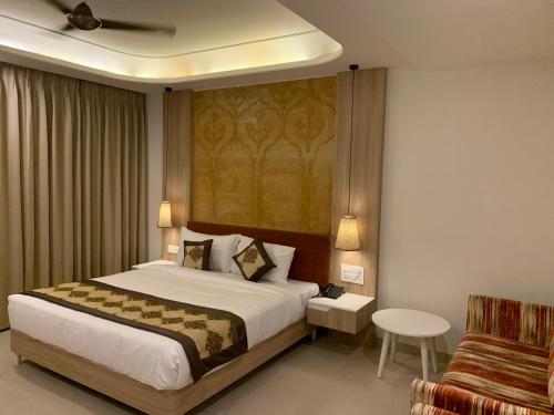 Krevet ili kreveti u jedinici u okviru objekta Hotel Ratangarh Palace