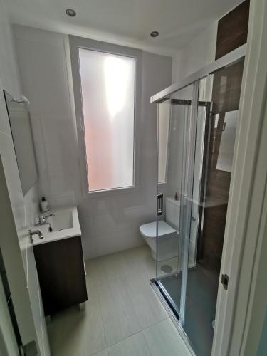 a bathroom with a shower and a sink and a toilet at Begoña 18 Rest & Adventure in Gijón