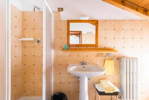 a bathroom with a sink and a mirror at Locanda Farinati in Abetone