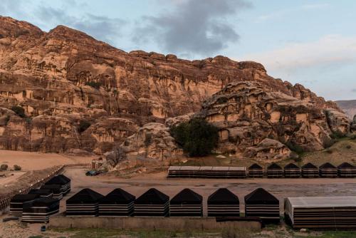 
a train station with a bunch of rocks on the side of it at Ammarin Bedouin Camp in Wadi Musa
