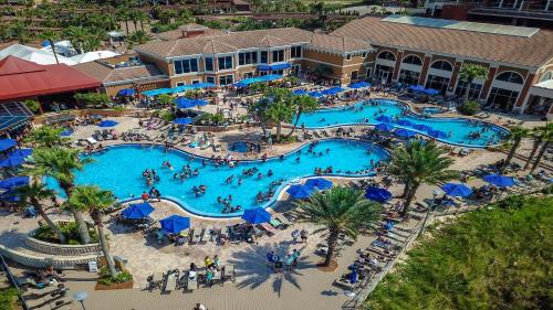 an overhead view of a pool at a resort at Portofino Island Resort in Pensacola Beach