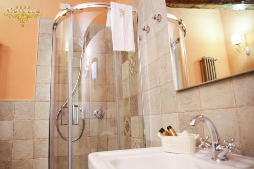 a bathroom with a sink and a shower at Villa Floridiana in Anagni