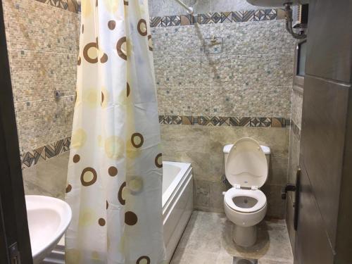 a bathroom with a toilet and a sink at Ramco For Furnished Apartments And Accommodation Compound Leila in Cairo