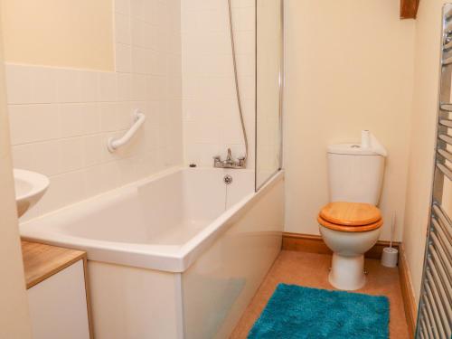 a bathroom with a tub and a toilet and a sink at The Shippon in Barnstaple
