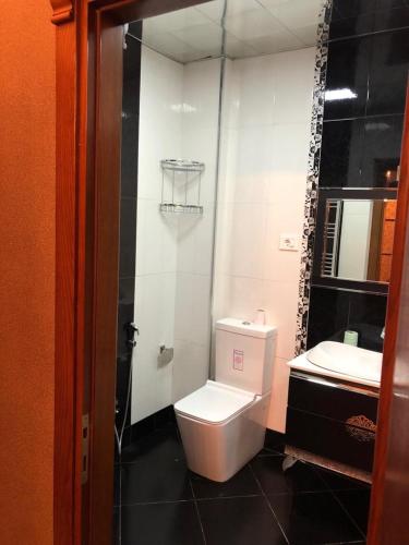 een badkamer met een toilet en een wastafel bij For our friends Center 2 bedrooms in Baku
