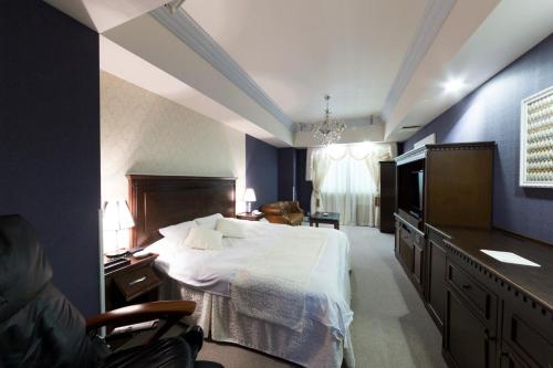 a hotel room with a bed and a television at Nonno Classic Hotel (Adult Only) in Yokkaichi