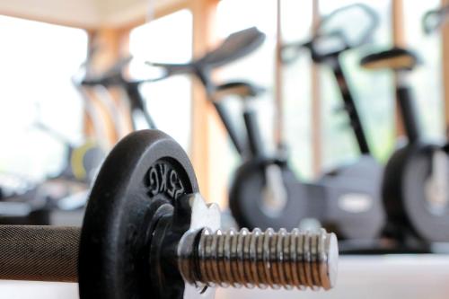 a close up of a dumbbell in a gym at Seehaus Winkler in Weissensee