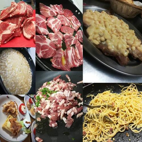 a collage of pictures of different types of food at Agriturismo Scannano in Serre di Rapolano