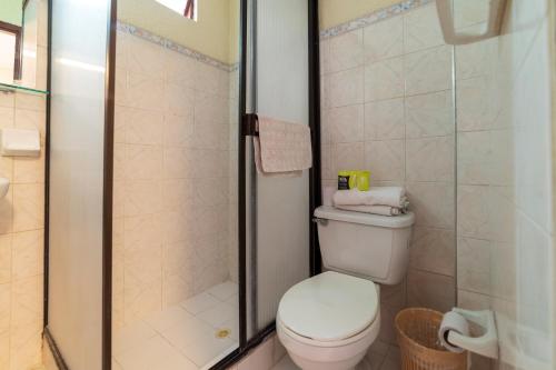 a bathroom with a toilet and a shower at Ayenda 1502 Principe in Bucaramanga