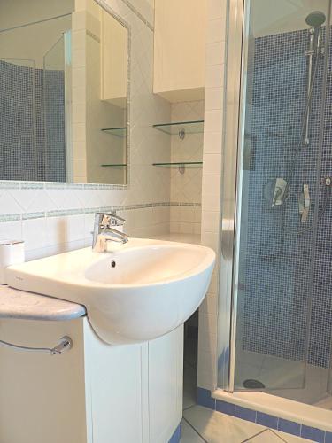 a bathroom with a sink and a shower at La Casetta delle Api in Capri
