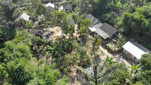 an aerial view of a house on a mountain at Tereng Wilis Jungle Inn in Tetebatu