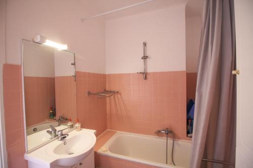 une salle de bain avec un lavabo et une baignoire dans l'établissement Appartement vue mer, à Ajaccio