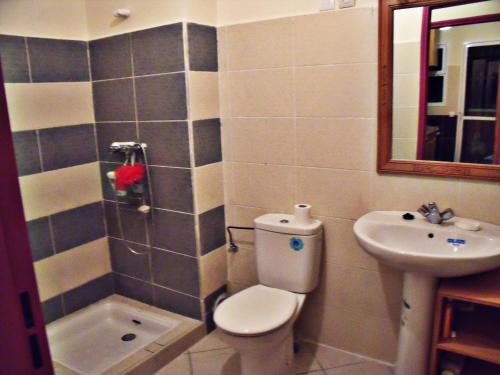La salle de bains est pourvue de toilettes et d'un lavabo. dans l'établissement Appartement Aïda, à Marrakech