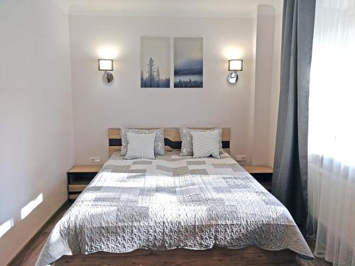 希奧利艾的住宿－Šiauliai Central Spot Apartment - Draugystes pr.，一间卧室,卧室内配有一张大床