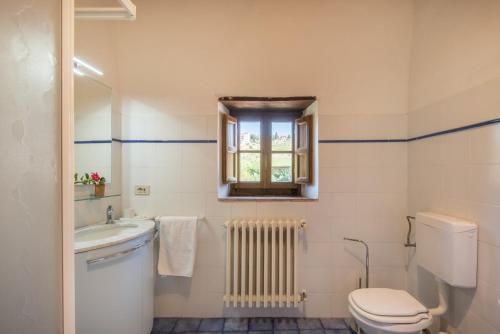 a bathroom with a toilet and a sink and a window at Agriturismo La Ferrozzola in Castellina in Chianti