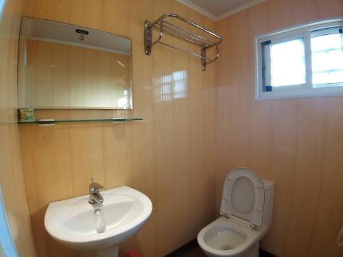 枋山鄉的住宿－東隆堂旅店，一间带水槽和卫生间的浴室