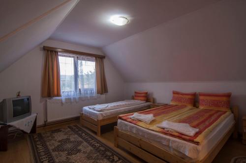 コバスナにあるDobra Hazの屋根裏のベッドルーム(ベッド2台、テレビ付)