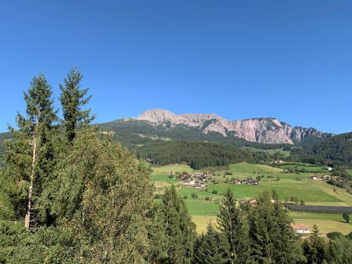 a view of a valley with trees and mountains at Apartment HaNiLe in Sarntal