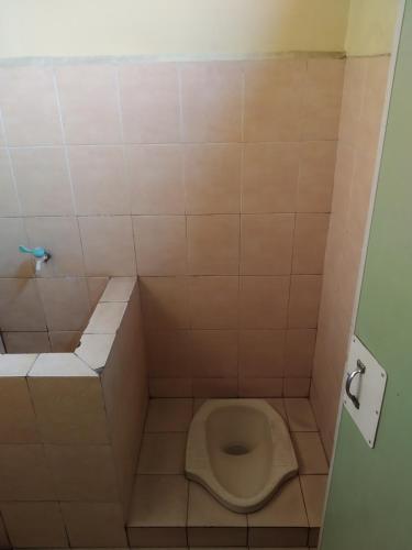 a small bathroom with a toilet in a stall at Primadona Homestay in Sleman