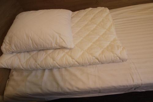 a white bed with a pillow on top of it at Akademik Praski in Warsaw