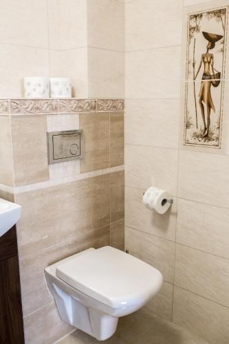een badkamer met een toilet en een wastafel bij Agroturystyka Jaśmina in Warnice