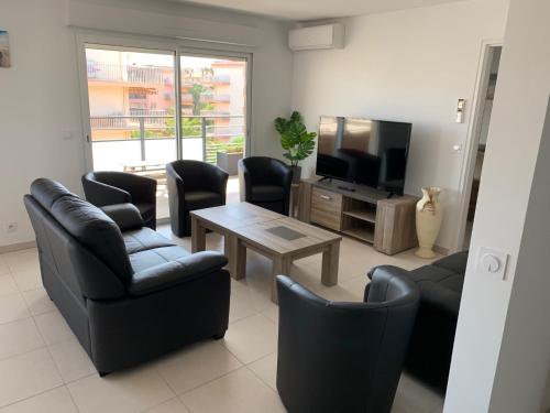 Televisyen dan/atau pusat hiburan di Appartement 4 chambres LE BAIA