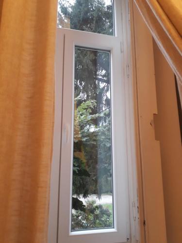 a window with a view of a tree at Villa Sapi in Arcisate