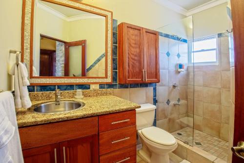a bathroom with a sink and a toilet and a shower at Velero Beach Resort in Cabarete