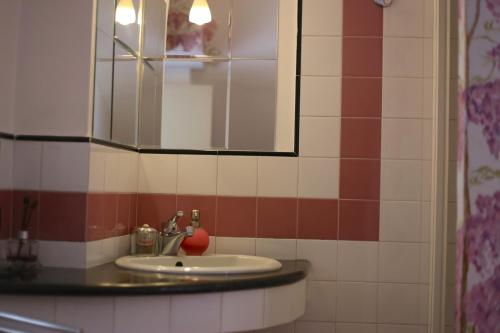 a bathroom with a sink and a mirror at B&b al Borgo in Lovere