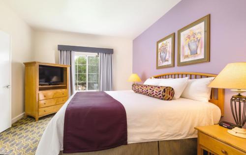 a bedroom with a large bed and a television at WorldMark Cathedral City in Cathedral City