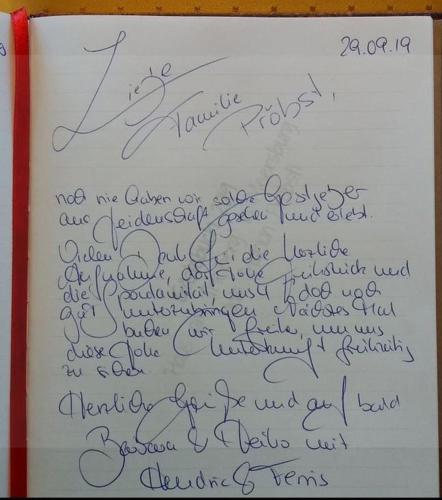 a piece of handwriting on a piece of paper at Haus am Trielberg in Meersburg