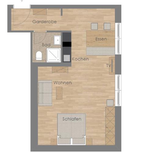 a floor plan of a small apartment at Alpenvital Tirol Appartements in Pertisau