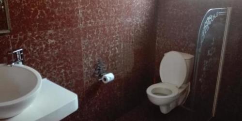 a bathroom with a toilet and a sink at Waterside Lodge CC in Piet Retief
