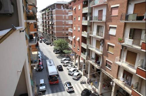 an aerial view of a city street with parked cars at House SottoCoperta in Civitavecchia