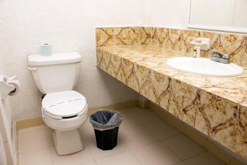 a bathroom with a toilet and a sink at Hotel Batab in Cancún