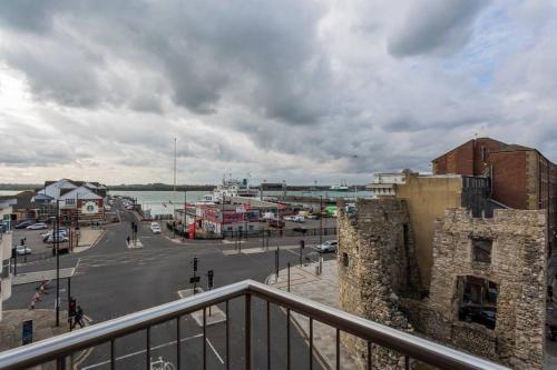 a view of a city from a balcony at Cruisers Haven in Southampton