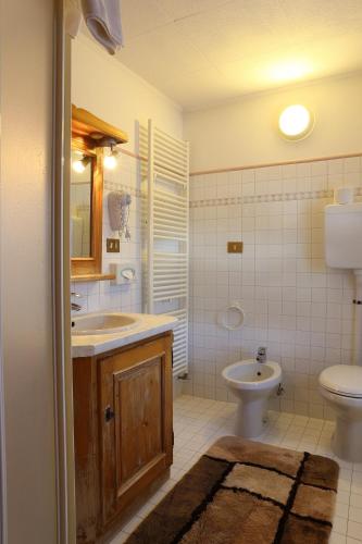 a bathroom with a toilet and a sink and a toilet at Baita Luleta in Livigno