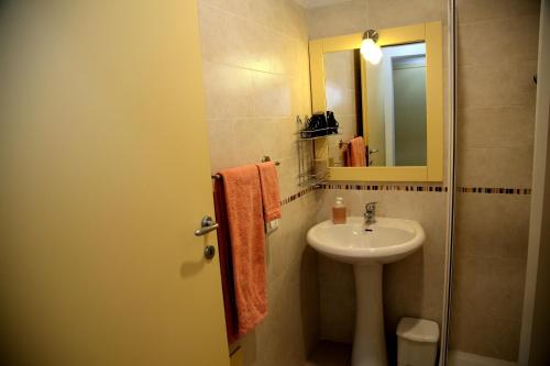 a bathroom with a sink and a mirror at Biddanòa Bed and Breakfast in Cagliari